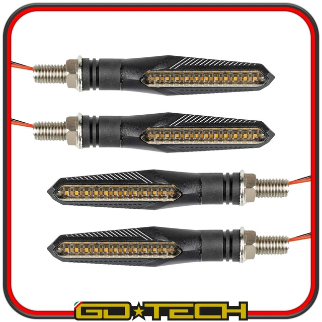 Kit 4 Frecce Moto LED Sonicmoto – Indicatori Universali Doppia Lente Cromo/nero – Omologazione E5 – 12V