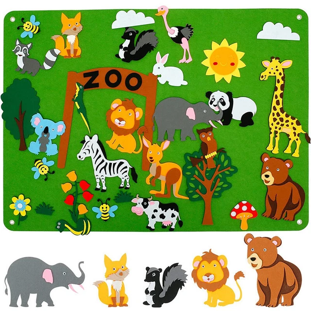 3.5Ft Children's Teaching Felt Board Farm Animals Felt-Board Story Set