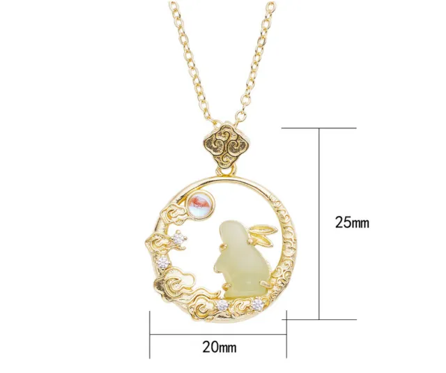 NEW Hope Moon Rabbit Zodiac Necklace Female Imitation Hetian Jade Rabbit Pendant