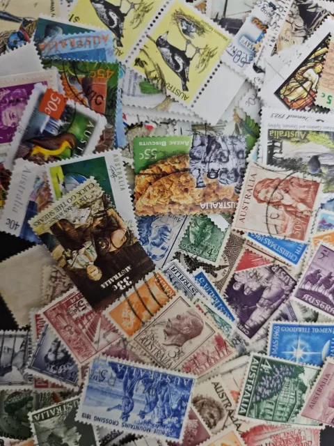 100 Australia Pre-Dec & Decimal Stamps - Off Paper, All Different