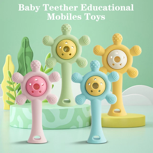 BABY NON-TOXIC SILICONE Finger Molar Rattle Baby Rattle Teething Toy £4 ...