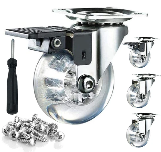 Ruote Per Mobili Con Freno - Set Di 4 Da 50 Mm, Capacità 250 Kg Per Carrelli E Mobile - Foto 2