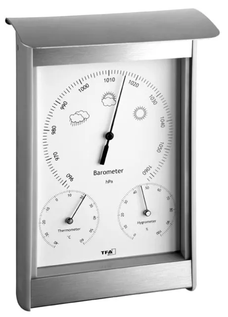 TFA 20.2045 Wetterstation analog Aluminium Thermometer Hygrometer Barometer