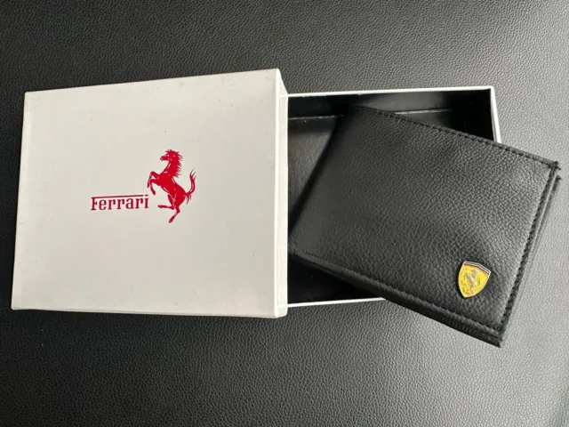 Ferrari Black Men Wallet Leather Card Holder Mens Purse Bifold Wallet