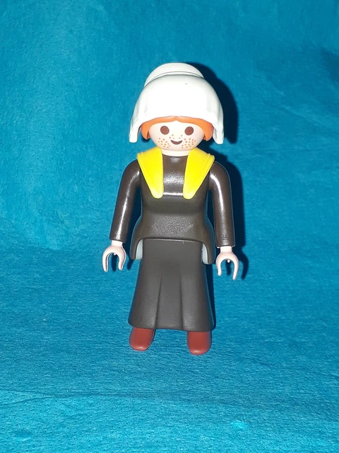 Figurine Playmobil Servante Jaune Bleu Vintage - Compatible Maison De Poupée - Occasion