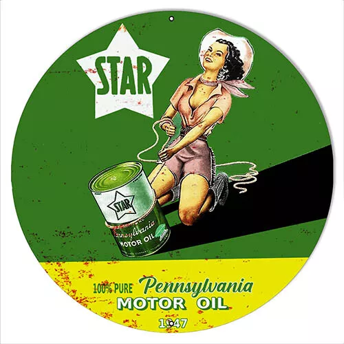 Star Pennsylvanian Motor Oil Vintage Metal Sign 14x14