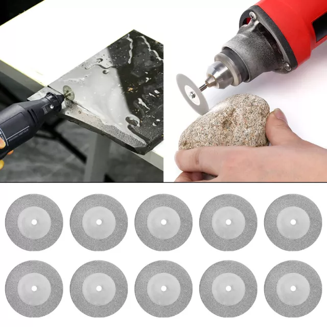 10x 30mm Diamond Cutting Discs Wheel Blades + Drill Bit For Dremel Rotary Tool-|