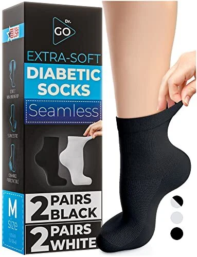 Ultra-Soft Diabetic Socks Neuropathy Enhance Blood Circulation 4 Pairs Size 6-9