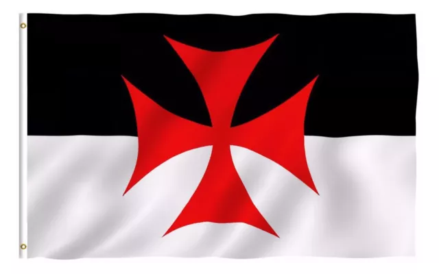 Knights of Templar Masonic 3x5 Polyester Flag Black & White Background Red Cross