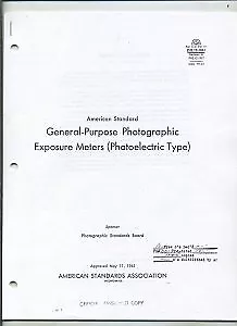 General-Purpose Photographic Exposure Meters (Photoelectric Type) 1961 Reprint