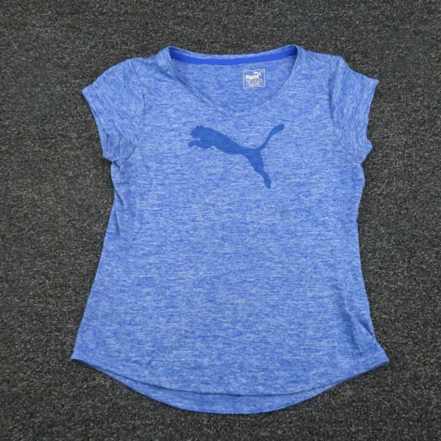 Puma Shirt Girls Large Blue Dry Cell Breathable Running Short Sleeve Gym Youth