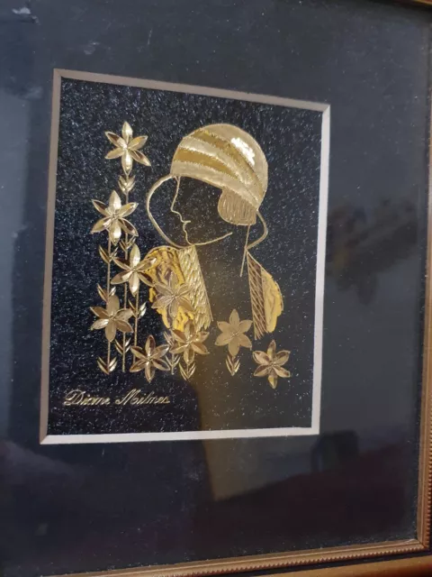 Vintage Mesdames Collections by Diane Milnes Hand Diamond Cut Picture On Brass 2