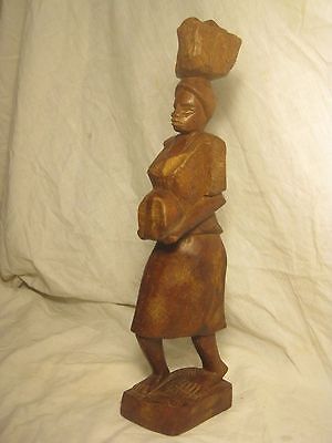 hard carved wood sculpture figure African Africa woman lady art decor carving