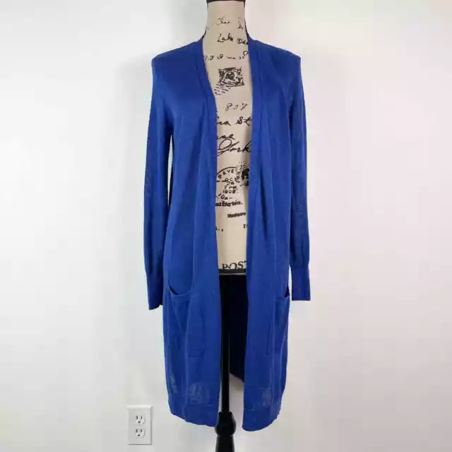 Halogen NWOT Women's Blue Long Linen Blend Cardigan Size S