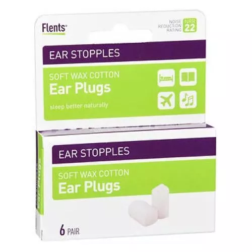 Flents Ear Stopples Wax-Cotton Plugs 6 pair By Flents