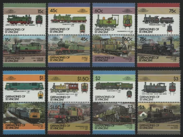 St. Vincent-Grenadinen 1986 - Mi-Nr. 458-473 ** - MNH - Lokomotive / Locomotive