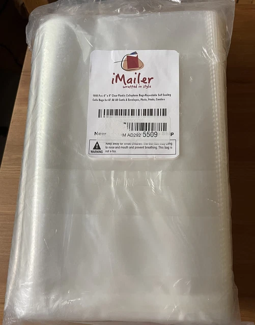 iMailer 1000 Pcs-6”x9” Clear Cellophane Bags-self Sealing