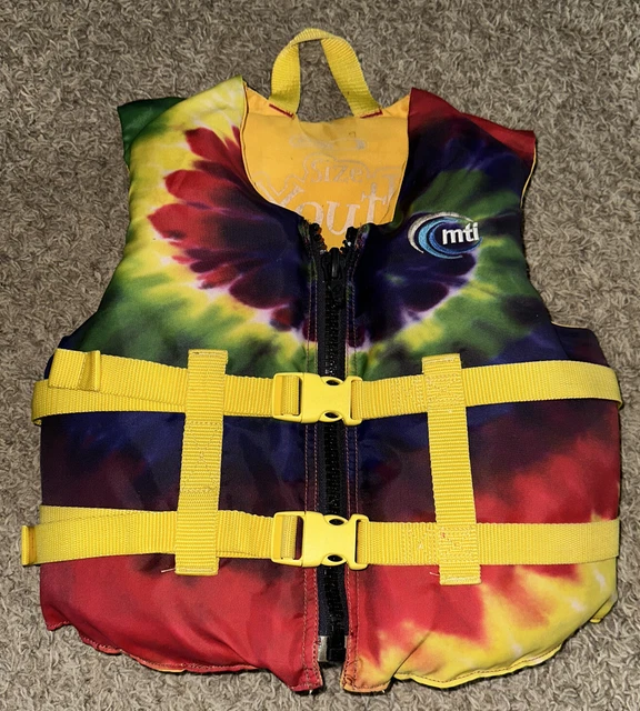 MTI Life Jacket Tie Dye Intended Use~Kayak Sailing Boating Vest Youth 50-90 Lbs