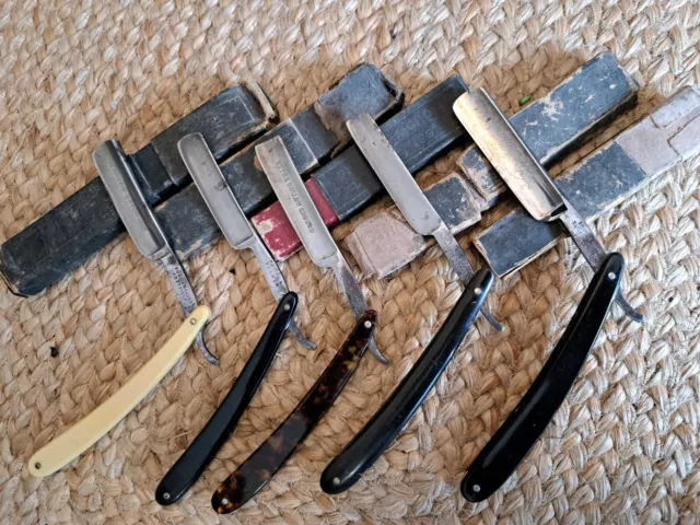 5 Vintage Straight Blade Razors.