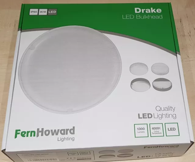 Fern Howard Drake Flush LED IP65 White Bulkhead Opal Diffuser