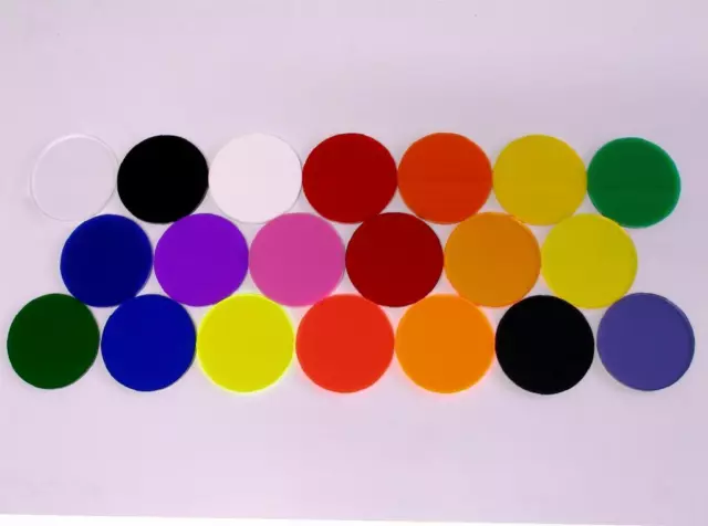 Acrylic Base Disk Circle Various Colours 3mm Thick 20mm to 100mm Diameter