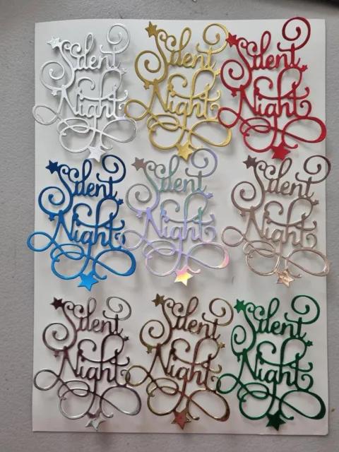 9 Fabulous Swirly 'Silent Night'  Words Die Cuts/Card Toppers