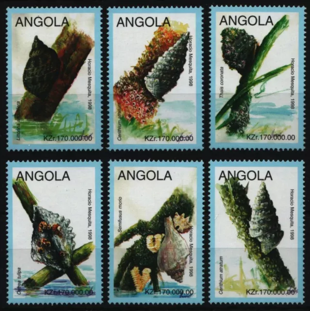 Angola 1998 - Mi-Nr. 1252-1257 ** - MNH - Meeresschnecken / Marine snails