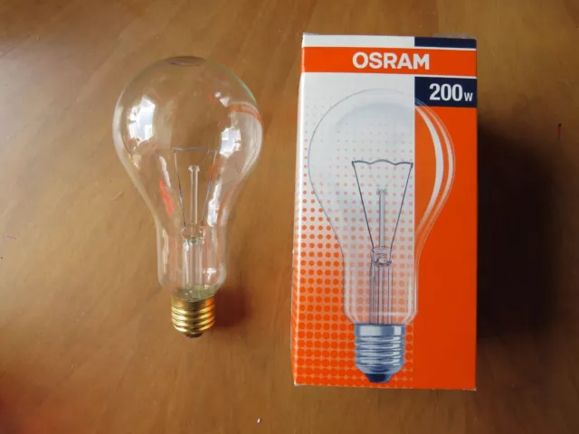 ECHT OSRAM E27 200W CLASSIC Glühlampe KLAR Glühbirne 3040 Lumen 200 WATT DIMMBAR