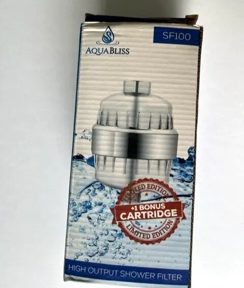 Filtro de ducha de alto rendimiento AquaBliss SF100 cromo nuevo en caja + cartucho adicional