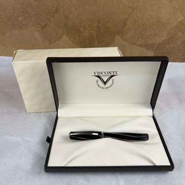 Visconti Black Divina Twist Ballpoint Pen with Sterling Silver and Spiral 26802