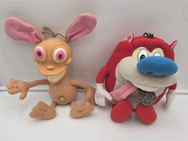 VINTAGE 1992 MATTEL Ren & Stimpy Plush Lot Talking Both Work