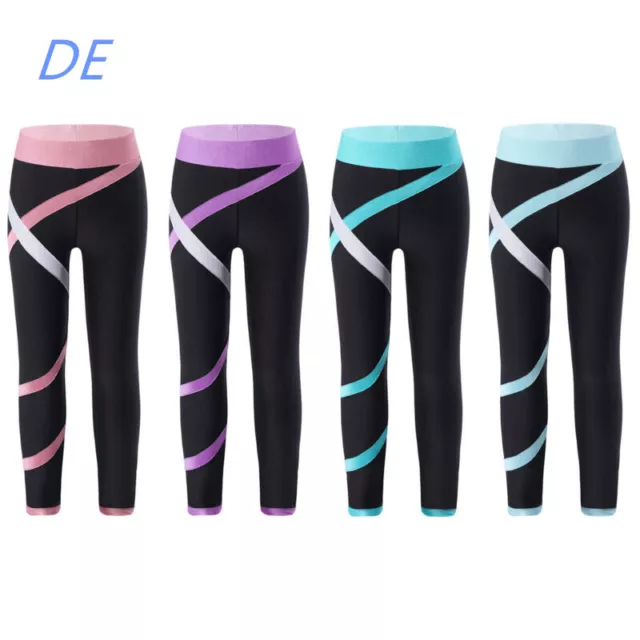 Mädchen Sporthose Gym Yoga Hose Slim Fit Laufhose Farbblock Active Jogginghose