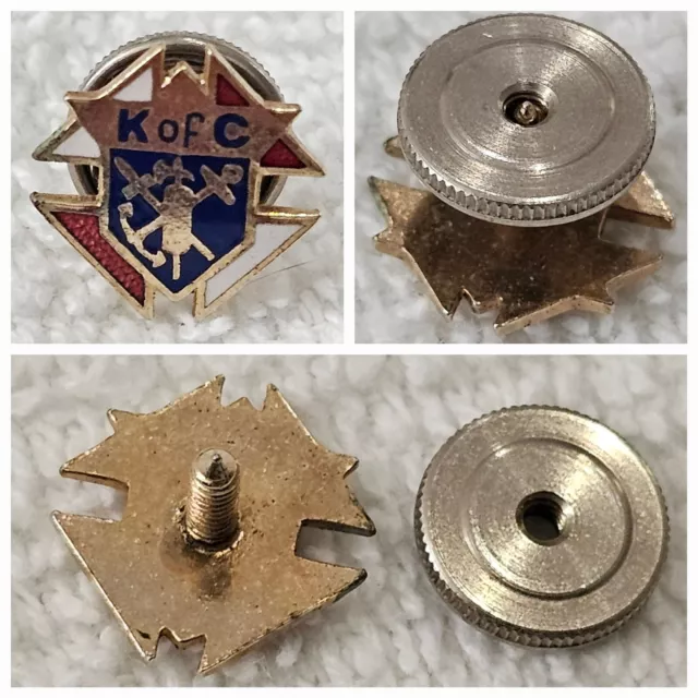 Early Vintage Knights of Columbus Enameled Screw Back Pin Badge Fraternal K of C