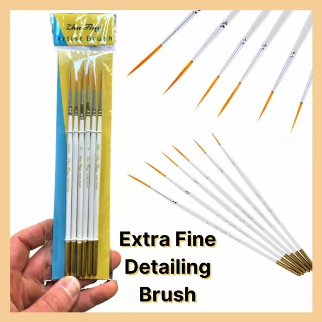 1x-6x Paint Brushes Extra Fine Detail Painting Brush Art Acrylic Oil Watercolor