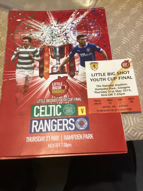 Celtic v Rangers 2015 Scottish Youth Cup Final programme and ticket