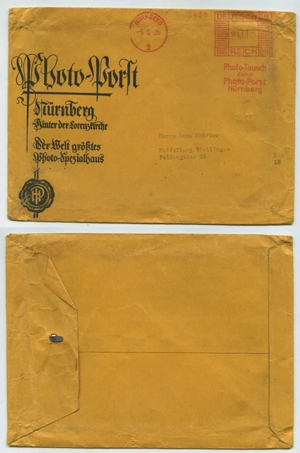 88567 - Beleg/ Freistempel Photo-Porst - Nürnberg 5.5.1935 nach Heidelberg