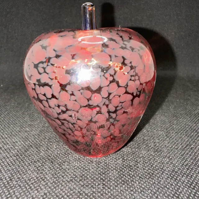 Paperweight Signed Mark a Ellinger Art Glass Apple Dated And Numbered