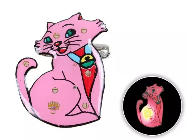 Blinki Anstecker Blinky Brosche Pin Button Katze 30 blinkender Anstecker Party