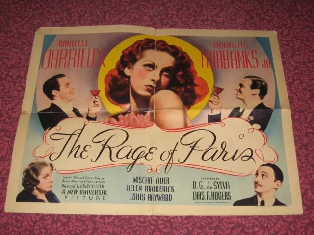 1938 Universal RAGE OF PARIS Romantic Comedy HALF SH POSTER Douglas Fairbanks Jr