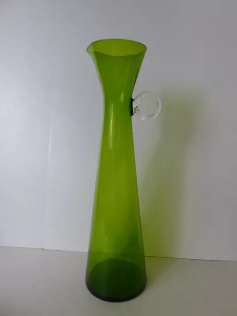 Vintage Art Deco Tall Green Glass Pitcher Jug