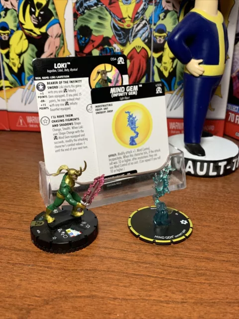 Heroclix Avengers: Black Panther & Illuminati set Loki 054 & Mind Gem Super Rare