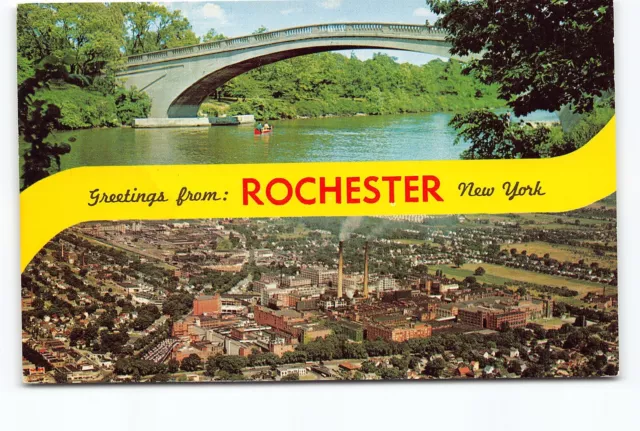 Genesee Valley & Kodak Park Bridge Rochester NY Chrome Postcard Vtg Unposted