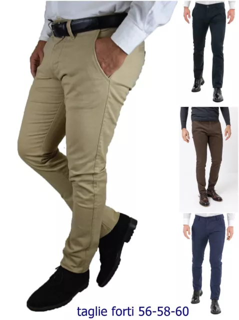 Pantaloni Uomo Eleganti Taglie Forti Invernali Elasticizzati Cotone slim fit 60