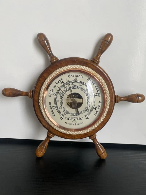 Station Météo En Bois – Marron – Thermomètre Et Baromètre – Neuf Fabriqué En France
