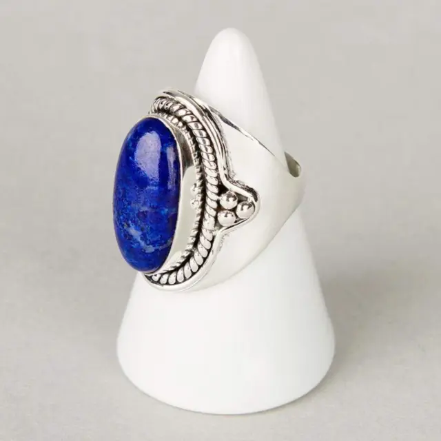Lapis Lazuli Gemstone Ring 925 Sterling Silver Handmade Jewelry Women Gift KB-2