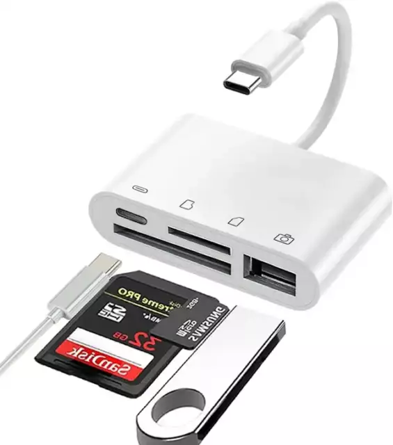 USB C auf USB 3.0 SD TF Kartenleser Typ-C OTG Adapter 4in1 für MacBook Samsung