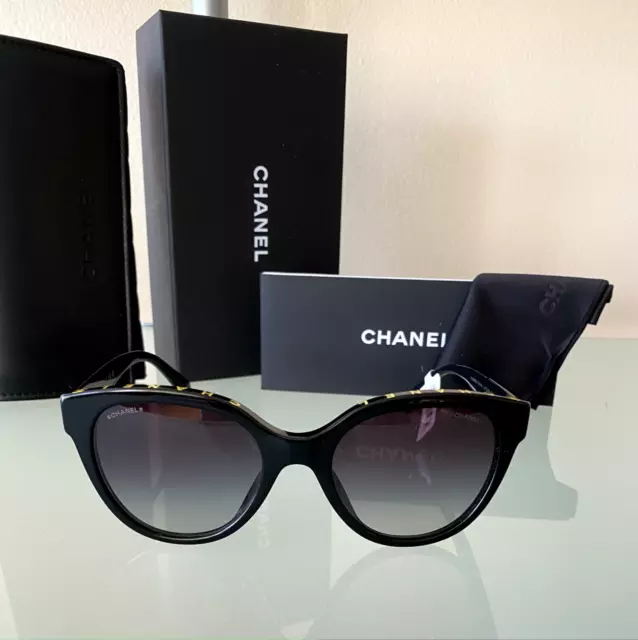 New Vintage Chanel 4043 Gold Half Frame Mono Lense Sunglasses Made In Italy  Y2K