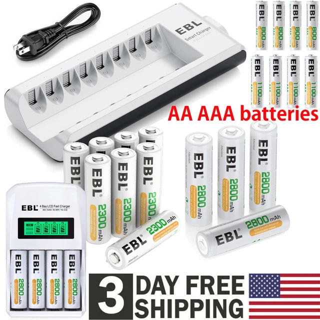 LOT AA / AAA Rechargeable Batteries NiMH 1.2V / AA AAA Battery LCD