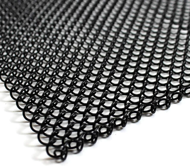 Fireplace Mesh Screen Curtain 20" High. Two 24" Wide Panels. Made in USA (Black)