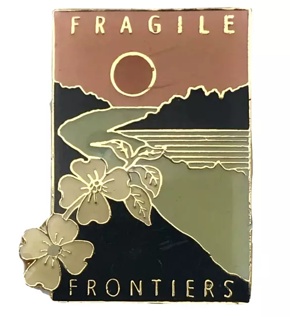 Fragile Frontiers Pin Vintage Gold Tone Enamel